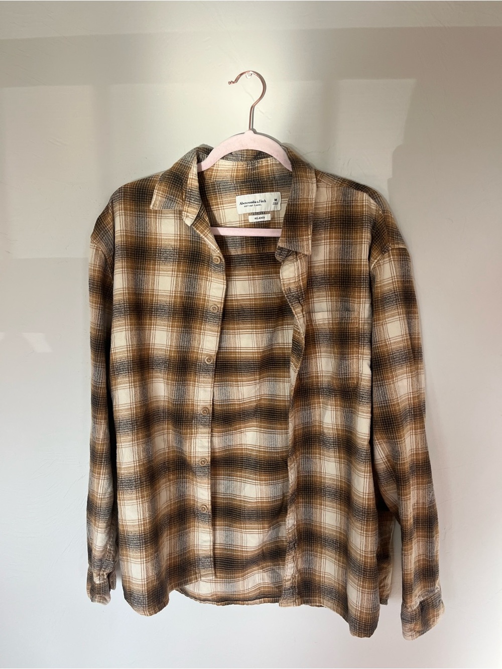 Men's Abercrombie & Fitch Brown Plaid Button-Up Shirt